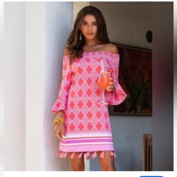 NWT CABANA LIFE Cora Geo Women's Off the Shoulder Dress size Medium - Picture 3 of 13